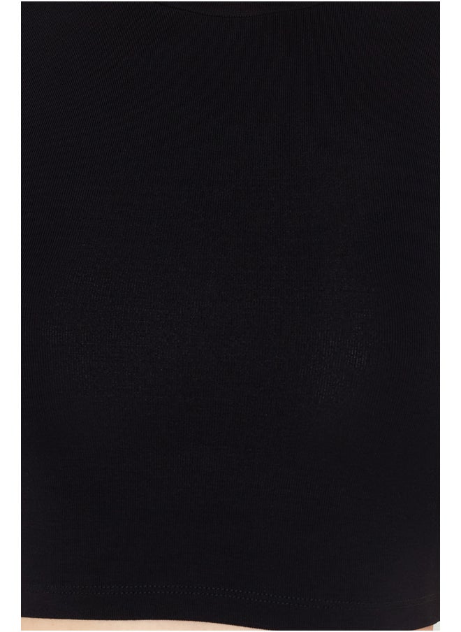 trendyol Black Crew Neck Zero Sleeve Knitted Undershirt TWOSS24AL00058  - Image 4