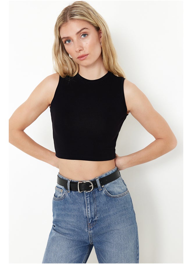 trendyol Black Crew Neck Zero Sleeve Knitted Undershirt TWOSS24AL00058  - Image 1