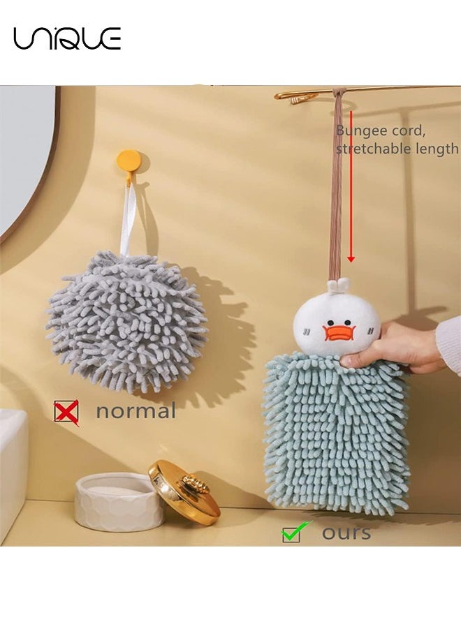 Unique - Hanging Hand Towels for Kitchen with Loop,Bathroom Hand Towels Hanging, Absorbent Microfiber Hand Drying Puff, Double-Sided Animal Thick Kids Hand Dry Towels(Brown) - Image 1