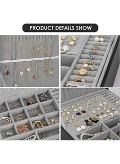 Arabest Universal Jewelry Box for Men and Women 2-layer Large Jewelry Storage Box with Lock Necklace Bracelet Earring Ring Jewelry Storage Box Black  - Image 3