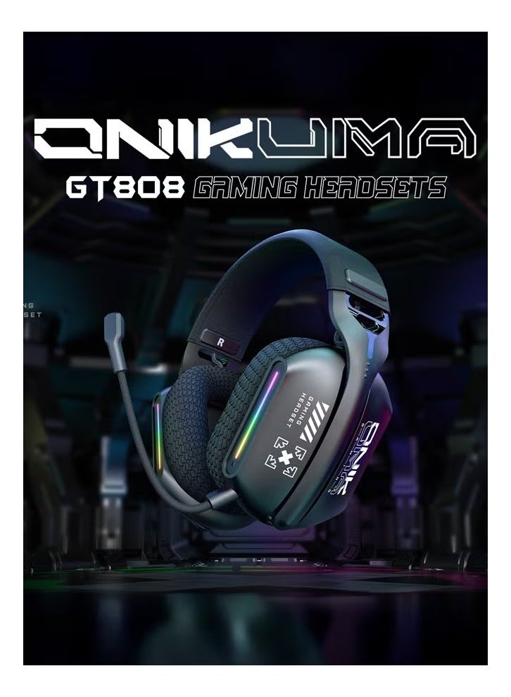 onikuma GT808 Tri-Mode Headphones 2.4GHz Ultra-Low Latency Wireless Gaming Headset with Microphone For PS5, PS4, PC, Mobile, Switch, Phone, Mac, Laptop - Image 2