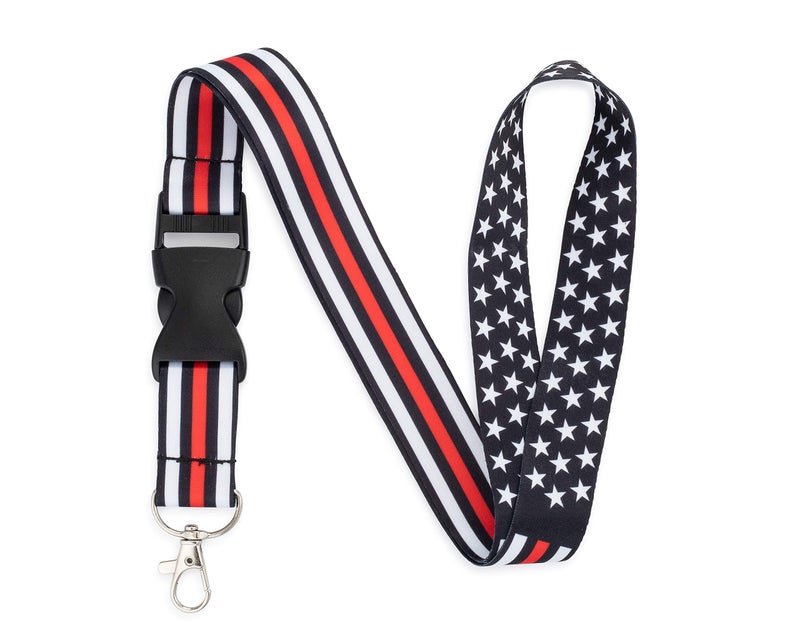 Great 1 Thin Red Line American Flag Office Lanyard - Badge and ID Holder - Image 1