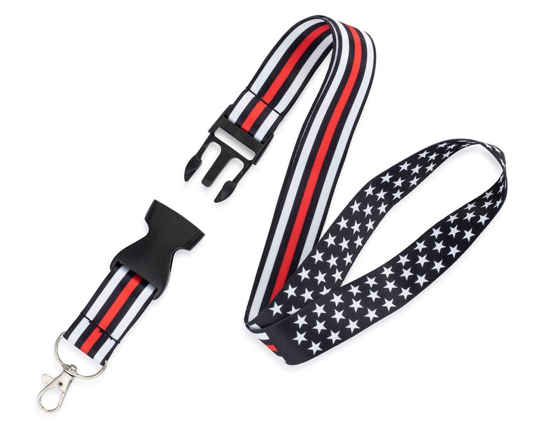 Great 1 Thin Red Line American Flag Office Lanyard - Badge and ID Holder - Image 2