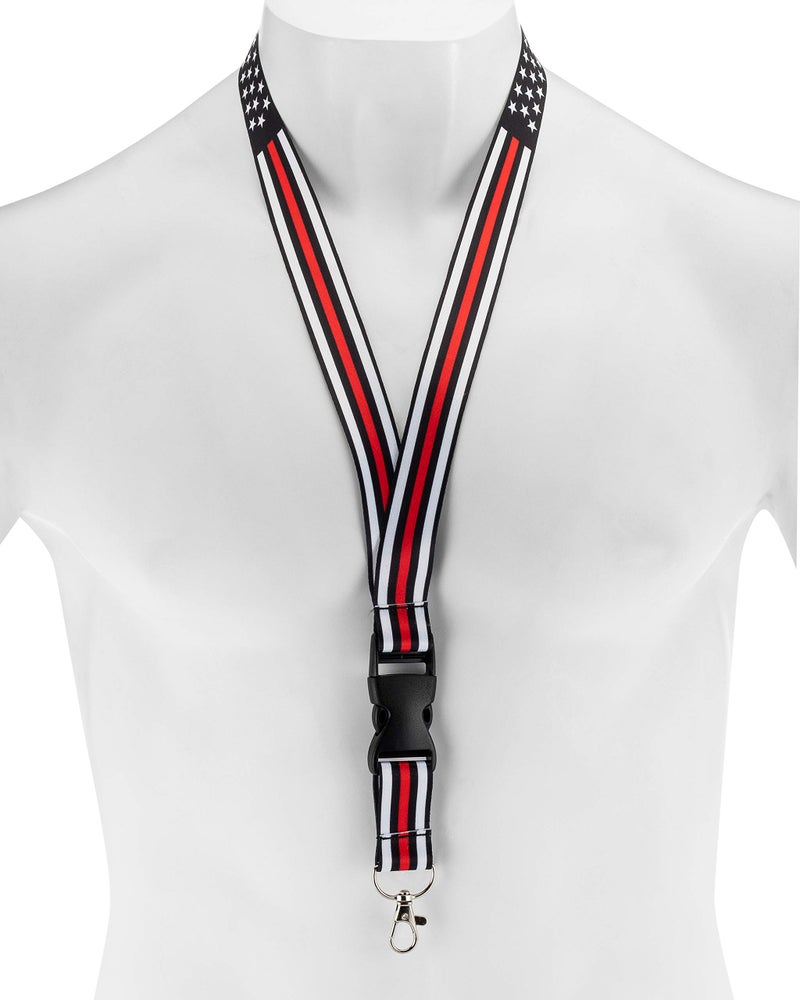 Great 1 Thin Red Line American Flag Office Lanyard - Badge and ID Holder - Image 3