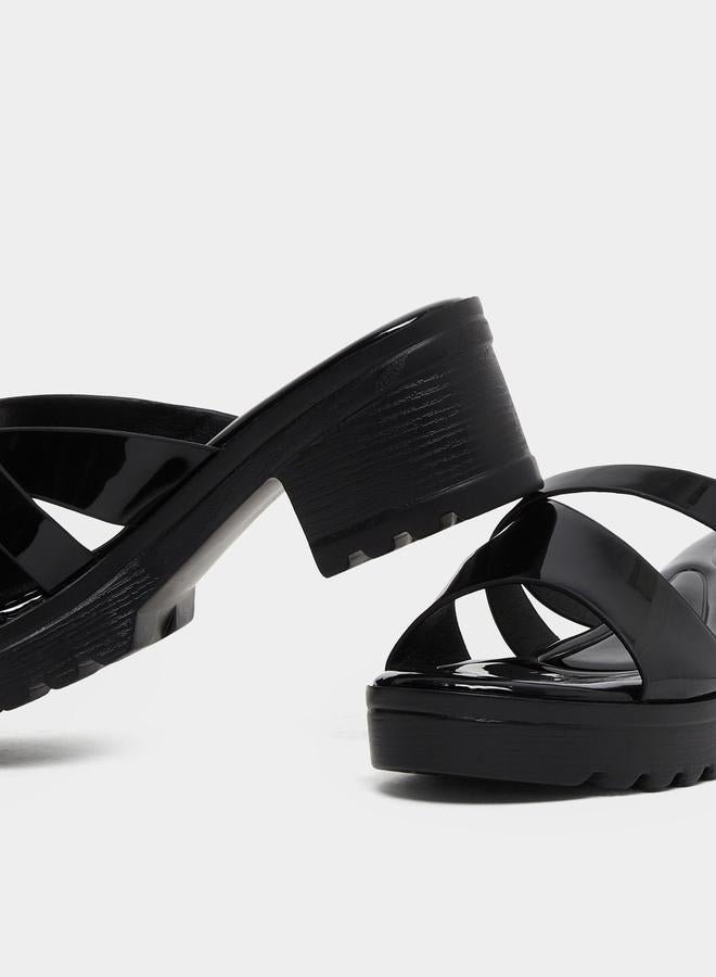 Styli Cross Strap Block Heel Sandals - Image 4