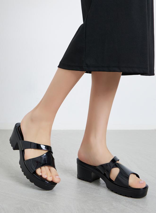 Styli Cross Strap Block Heel Sandals - Image 2