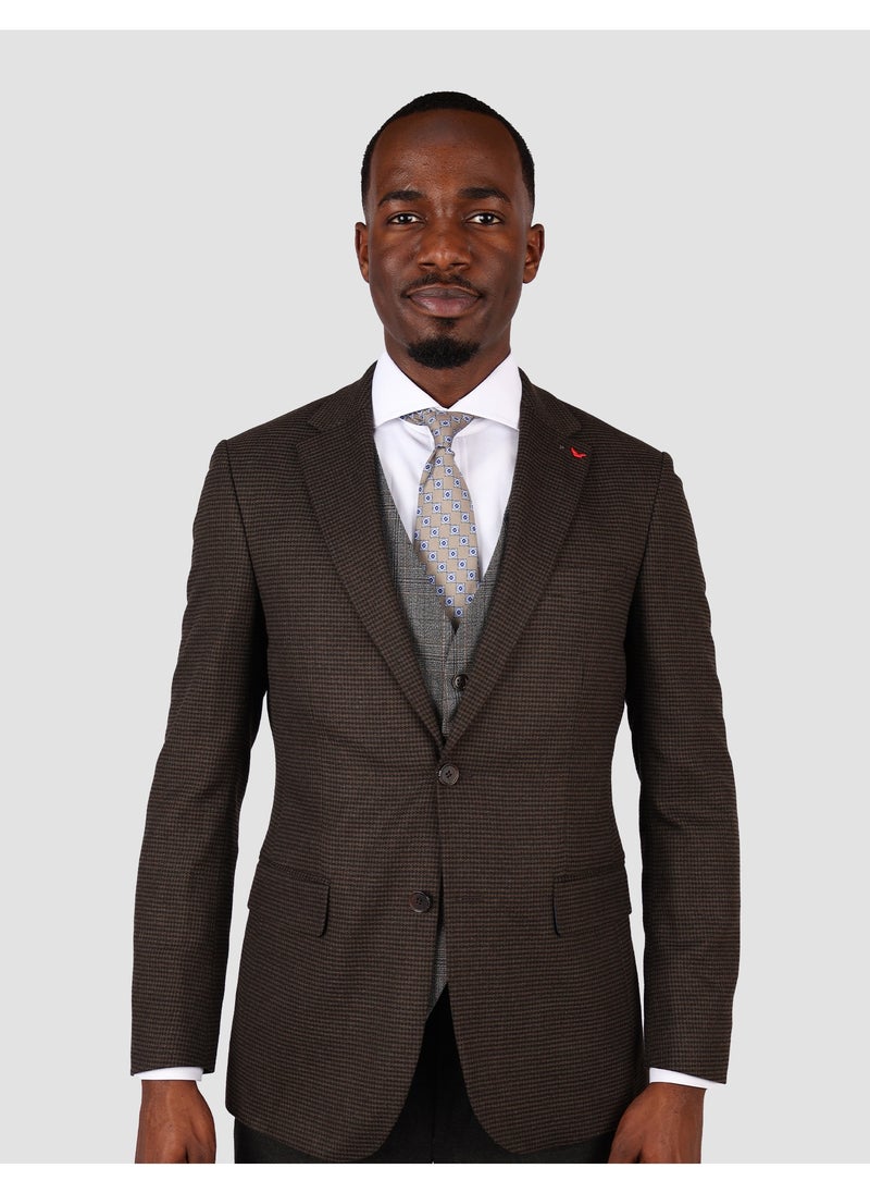 D'S DAMAT بدلة DS Damat بنية اللون بقصّة Slim Fit  - Image 1