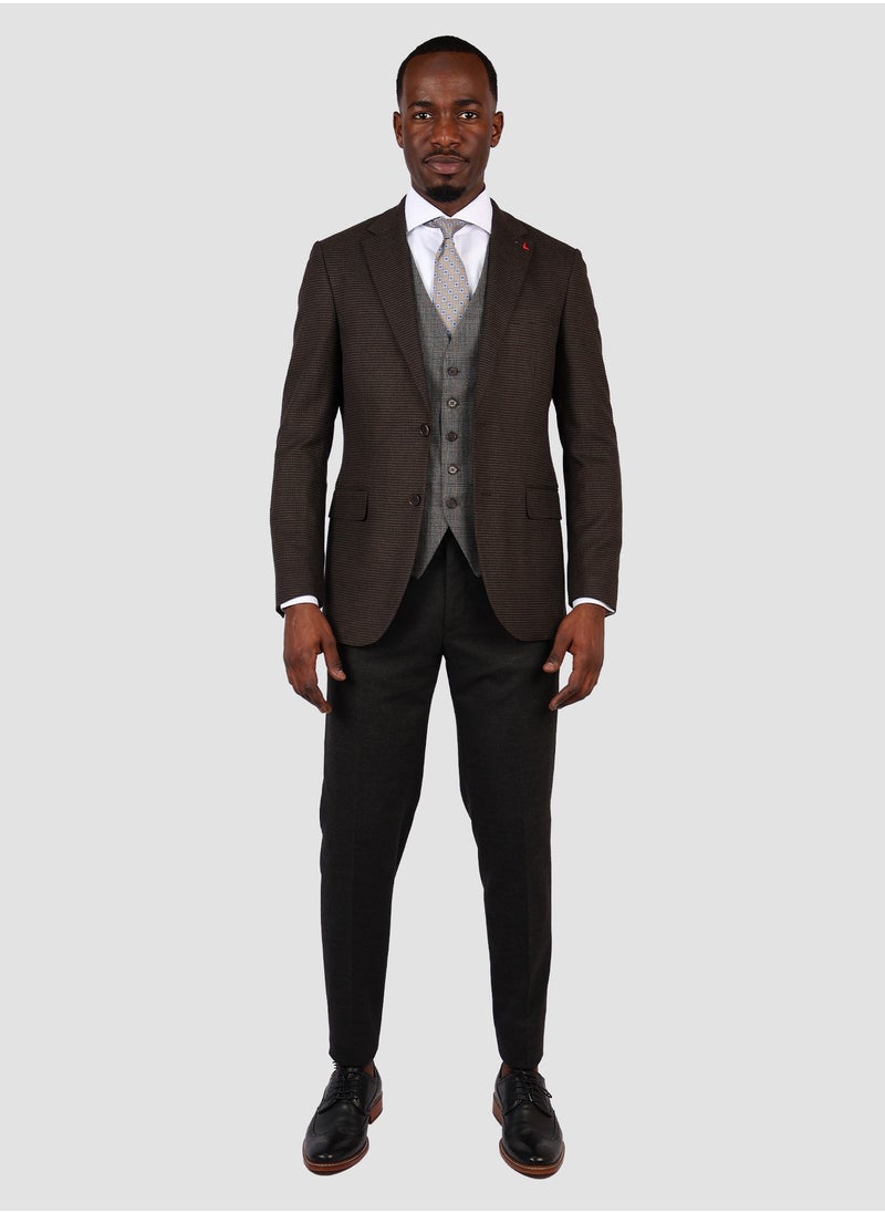 D'S DAMAT بدلة DS Damat بنية اللون بقصّة Slim Fit  - Image 2