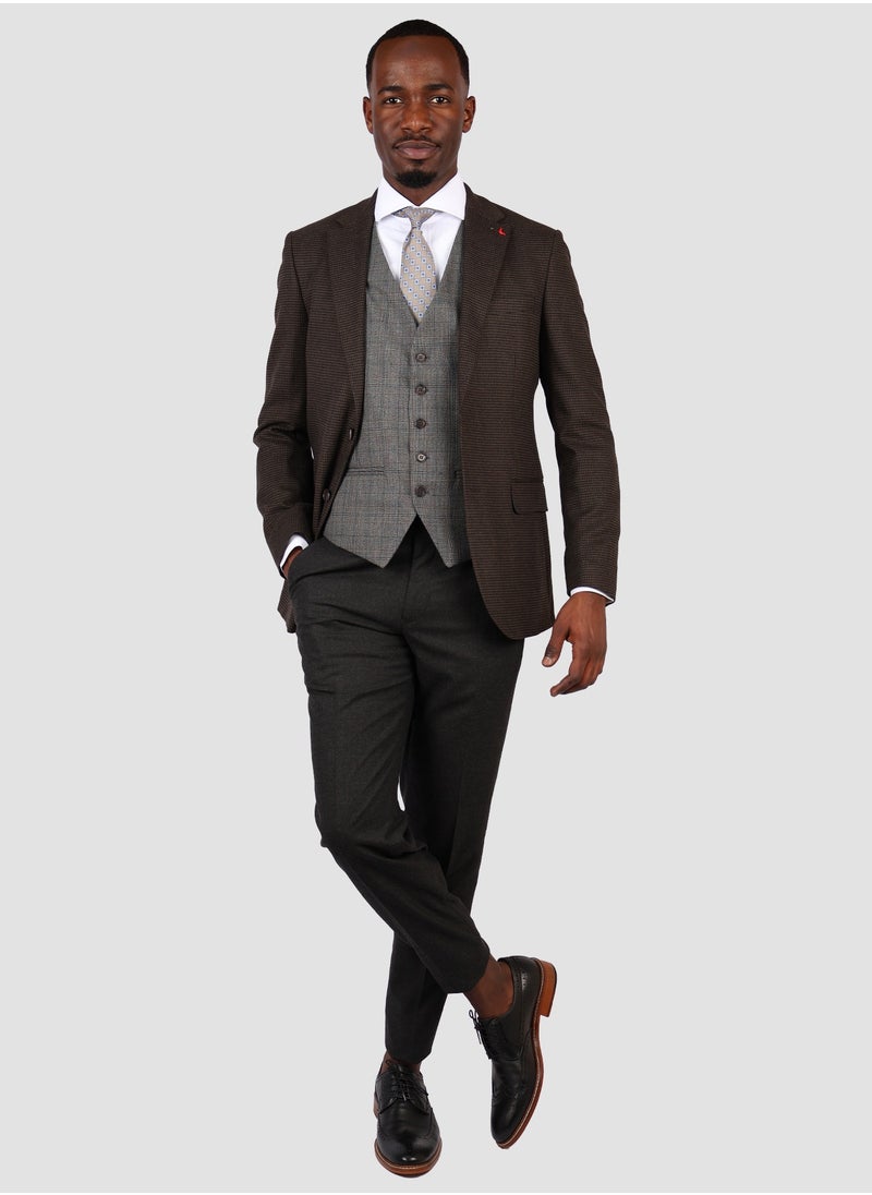 D'S DAMAT بدلة DS Damat بنية اللون بقصّة Slim Fit  - Image 3