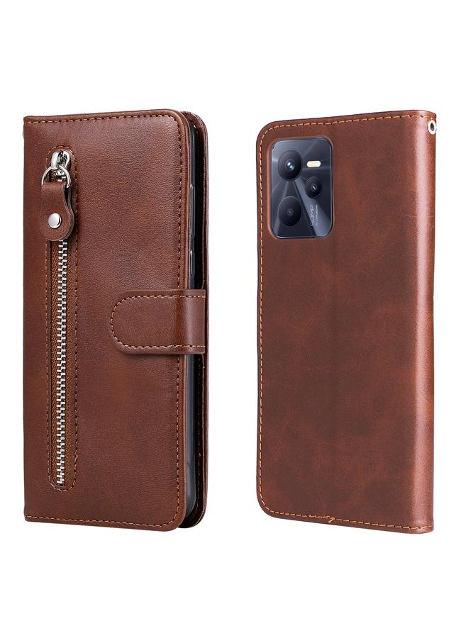 اس-توب جراب لهاتف OPPO Realme C35 جراب جلدي أنيق بسحاب قابل للطي أفقيًا من جلد العجل - Image 1