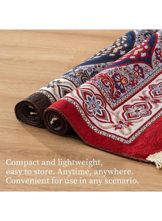 سجاد الصلاة الإسلامي مع حقيبة حمل - تصميم أنيق - سجادة صلاة كبيرة سميكة خفيفة الوزن من البوليستر، سجاد الصلاة للرجال والنساء بمقاس ٧٠×١٢٠ سم - اللون الأحمر - Image 5