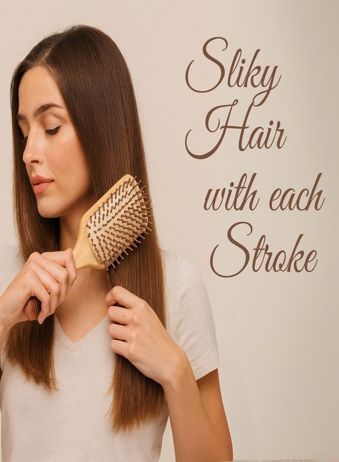 Organic B Bamboo Paddle Hair Brush with Rubber Handle - Eco-Friendly Wooden Detangler for Wet & Dry Hair | Anti-Static, Gentle Bristles, Ergonomic Grip for Smooth & Healthy Styling - Image 4