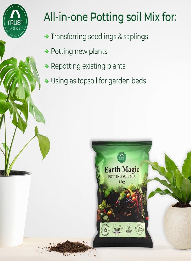 TrustBasket Earth Magic Potting Mix - 1kg | 100% Natural | Gardening | Soil Mix for Pot Plants | Manure for Home Gardening | odorless - Image 5