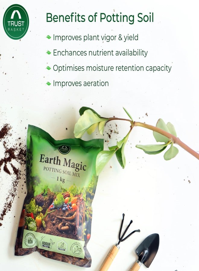 TrustBasket Earth Magic Potting Mix - 1kg | 100% Natural | Gardening | Soil Mix for Pot Plants | Manure for Home Gardening | odorless - Image 2