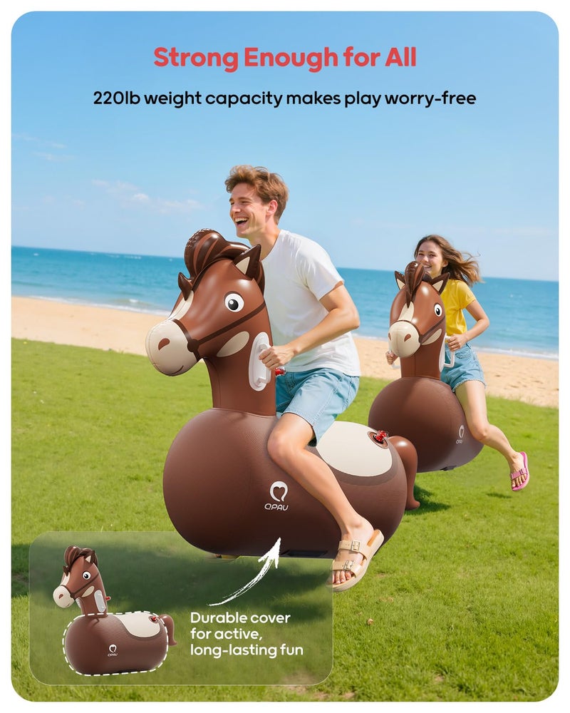 Qpau Infatable Bouncy Horse Toys With Hand Pump  Heavy Duty Giant Bouncy Pal  220Lbs Load Capacity  Ride On Bouncy Animal Hopper Toy  Indoor Outdoor Bouncers For Kids Girls Boys Ages 5+ - Image 4