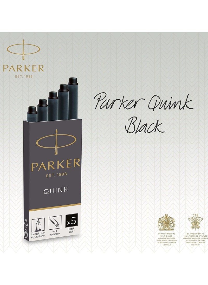 PARKER 5-Piece Quink Fountain Pen Refills Black  - Image 2