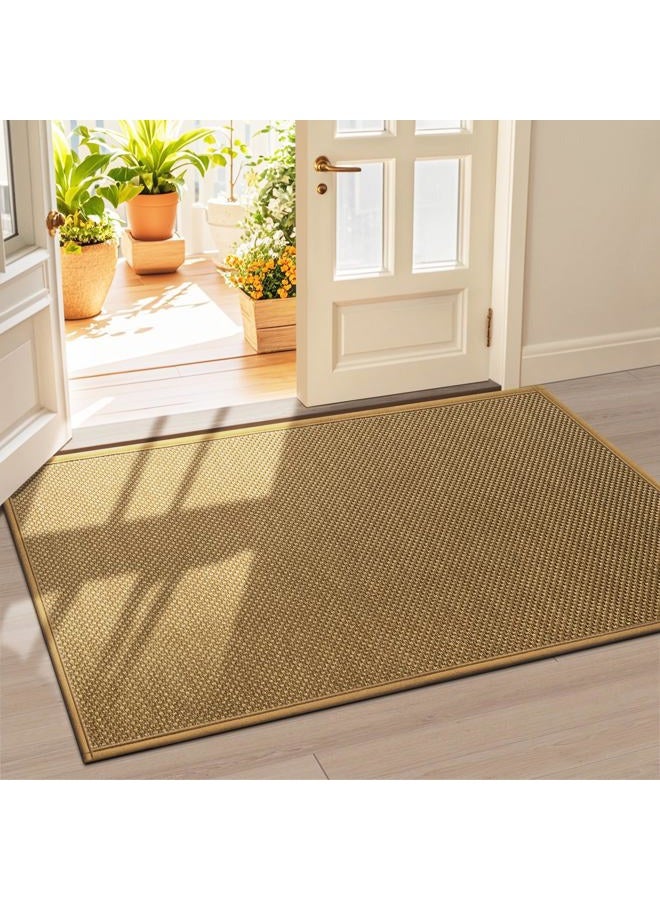 LEKEEPGO Door Mat Indoor 90 x 150 cm, Non-Slip Doormat, Washable Dirt Trapper Mat, Thin Door Mat, Absorbent Entrance Rug, Clean Mat, Entrance Mat for Indoor Use, Light Brown - Image 1