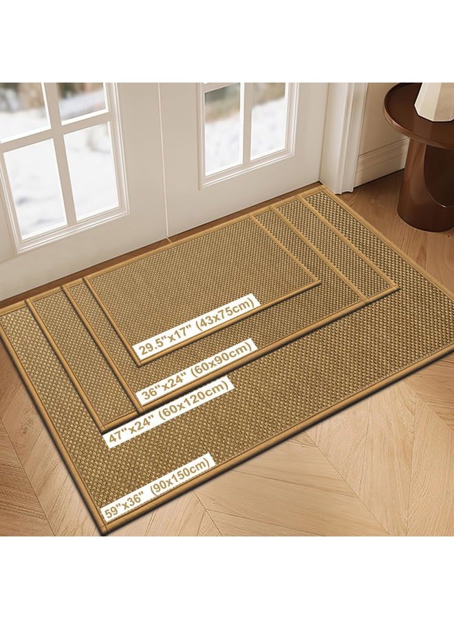 LEKEEPGO Door Mat Indoor 90 x 150 cm, Non-Slip Doormat, Washable Dirt Trapper Mat, Thin Door Mat, Absorbent Entrance Rug, Clean Mat, Entrance Mat for Indoor Use, Light Brown - Image 2