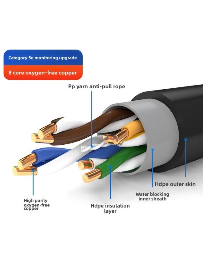 Gigabit Network Cable Home Super Category 5 Super Category 6 Outdoor High Speed 10 Computer Broadband 8 Core Network Monitoring Twisted Pair-Colour:Copper Outdoor Model 【category 5e】-Line Length:100m 【finished Product Line Is Ready To Use】 - Image 1