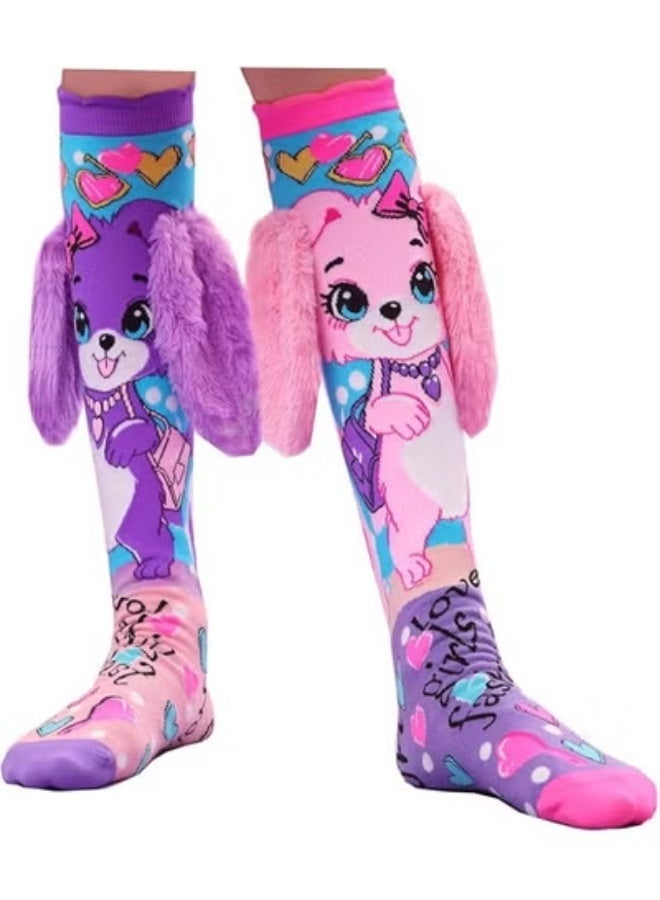 Bukela Crazy Mid Socks for Girls Kids, Funny Dog Ear Stretch Knee High Socks, Cute Animal Patterns - Image 2