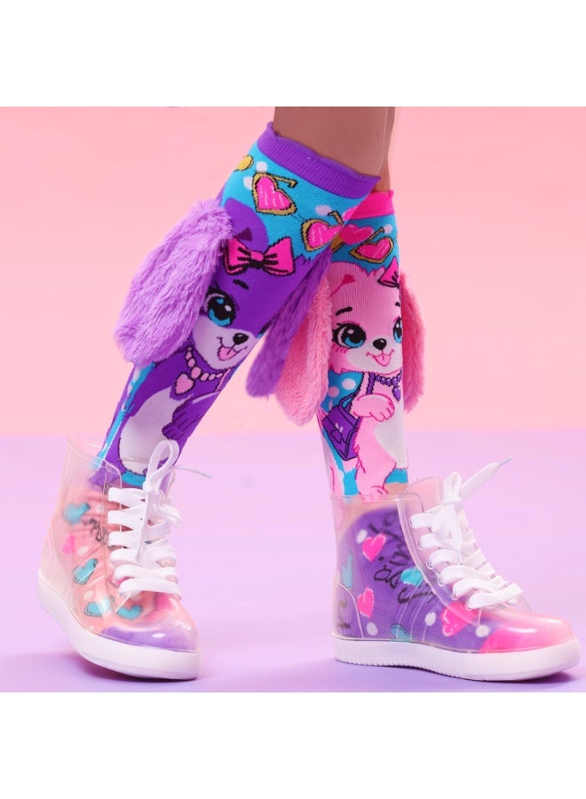 Bukela Crazy Mid Socks for Girls Kids, Funny Dog Ear Stretch Knee High Socks, Cute Animal Patterns - Image 1