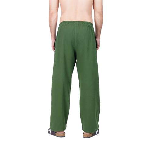 CandyHusky Baggy Sweatpants Men Cotton, Drawstring Lounge Pants, Relaxed Fit, Ideal for Comfort Green XXL - Image 3