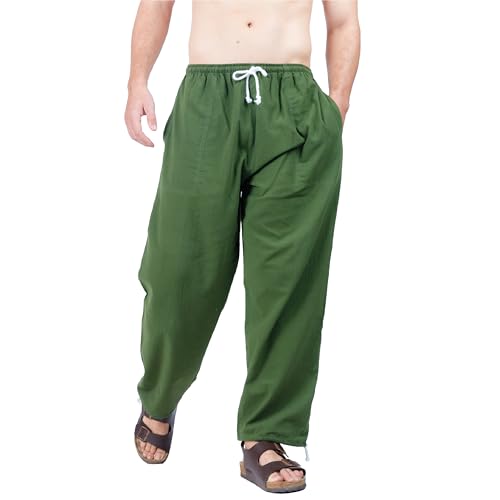 CandyHusky Baggy Sweatpants Men Cotton, Drawstring Lounge Pants, Relaxed Fit, Ideal for Comfort Green XXL - Image 2