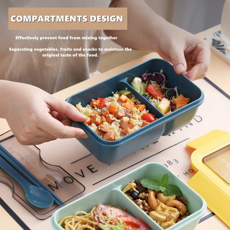 Chchmu Bento Box Portable Lunch Box Leakproof Salad Lunch Container With Spoon & Chopsticks Leak Proof Lunch Containers Microwave Freezer Dishwasher Available  Rectangle  Green - Image 4