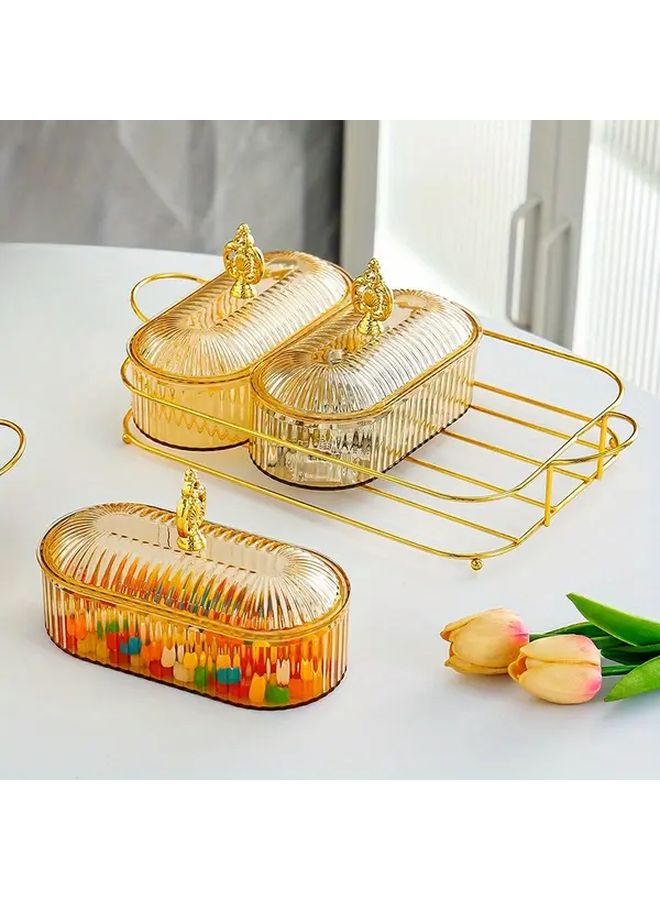 Amber Golden Metal Flip Top Cake Food Storage Box - Image 4