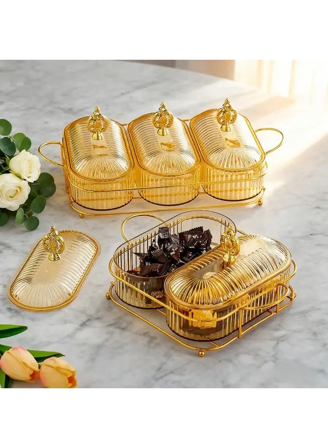 Amber Golden Metal Flip Top Cake Food Storage Box - Image 1