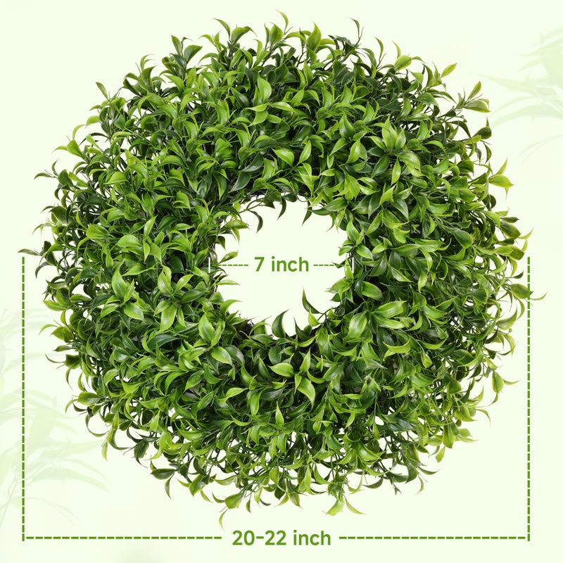 Vlorart 20 Inch Boxwood Wreath, Handmade Green Wreath for Front Door, Full & Lush Boxwood Wreaths for Front Door Year Round, Waterproof Spring Summer Greenery Wreaths for Outdoor Indoor Decor - Image 2