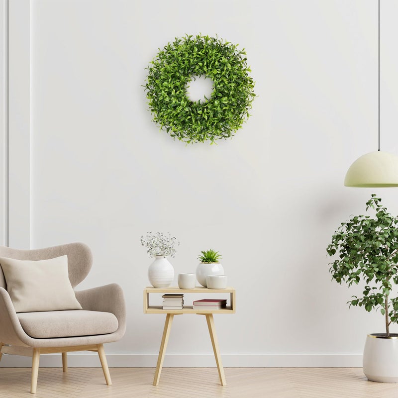 Vlorart 20 Inch Boxwood Wreath, Handmade Green Wreath for Front Door, Full & Lush Boxwood Wreaths for Front Door Year Round, Waterproof Spring Summer Greenery Wreaths for Outdoor Indoor Decor - Image 5