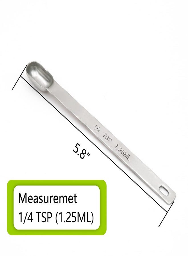 BERYLER 5PCS 1/4tsp (1.25ml) Single Measuring Spoon, Stainless Steel Long Handle Individual Teaspoons Only - Image 2