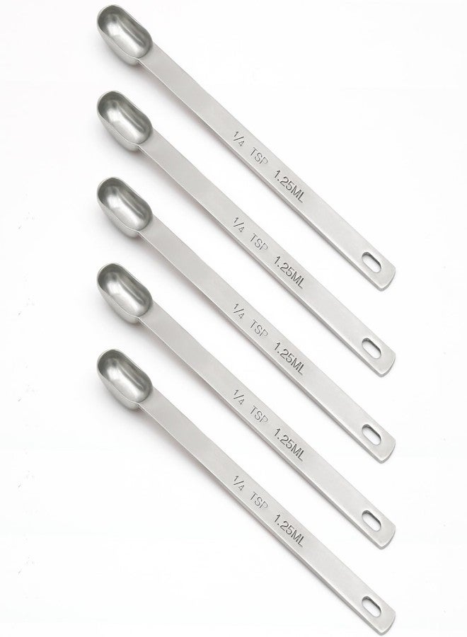 BERYLER 5PCS 1/4tsp (1.25ml) Single Measuring Spoon, Stainless Steel Long Handle Individual Teaspoons Only - Image 1