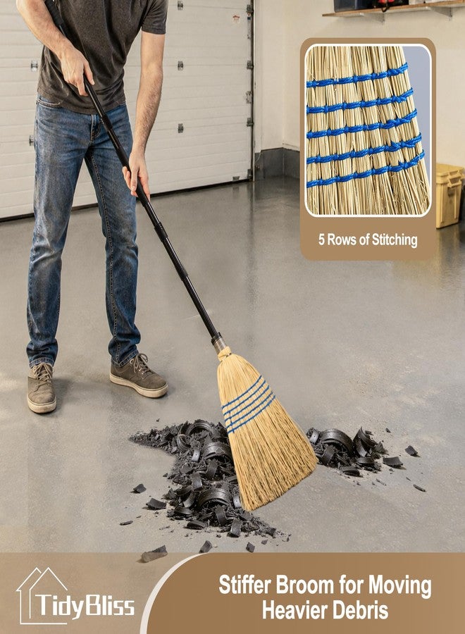 TidyBliss Corn Broom Heavy Duty, 59 inches Tall Household Indoor Outdoor Natural Straw Brush for Sweeping Garden, Garage, Yard, Porch, Patio, Sidewalk, Concrete, Stone Floors - Image 2