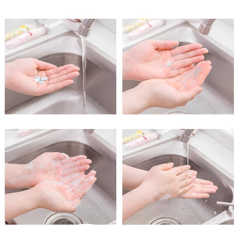 Melgoza Pack of 6 Flower Design Tube Shape Bottle Paper Soap Sheets Portable Disposable Scented Soap for Hand Wash Bath Travel Essentials Mini Soap Paper for OfficeHomeTravel - Image 3