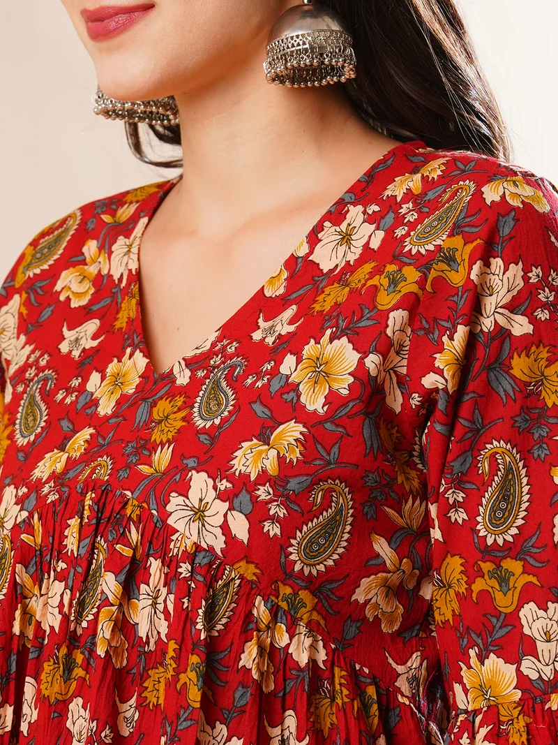 globus Globus Women Floral Printed V-Neck Tunic