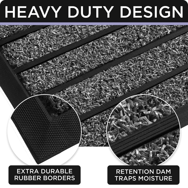 ubdyo Door Mat Outside Entrance - Dirt Trapping Outdoor Welcome Mats - Non-Slip Outdoor Indoor Entrance - Low Profile Front Doormat (30" x 17", Bright Grey) - Image 4