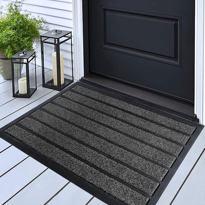 ubdyo Door Mat Outside Entrance - Dirt Trapping Outdoor Welcome Mats - Non-Slip Outdoor Indoor Entrance - Low Profile Front Doormat (30" x 17", Bright Grey) - Image 1
