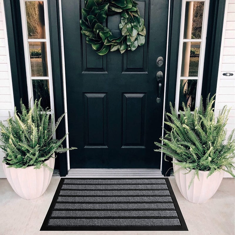 ubdyo Door Mat Outside Entrance - Dirt Trapping Outdoor Welcome Mats - Non-Slip Outdoor Indoor Entrance - Low Profile Front Doormat (30" x 17", Bright Grey) - Image 5
