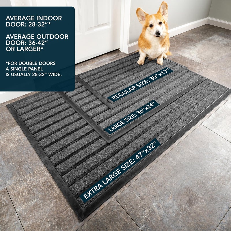 ubdyo Door Mat Outside Entrance - Dirt Trapping Outdoor Welcome Mats - Non-Slip Outdoor Indoor Entrance - Low Profile Front Doormat (30" x 17", Bright Grey) - Image 3