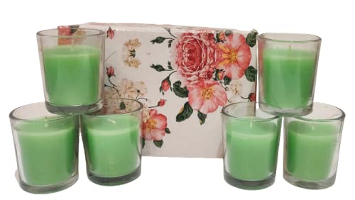 Floryn Decor® Votive Glass Candle | Perfume Candles for Home | Candles for Home Decoration Fragrance | Burning Time- 10 Hours Each (Pack of 6, Scent- Lemon Grass) - Image 1