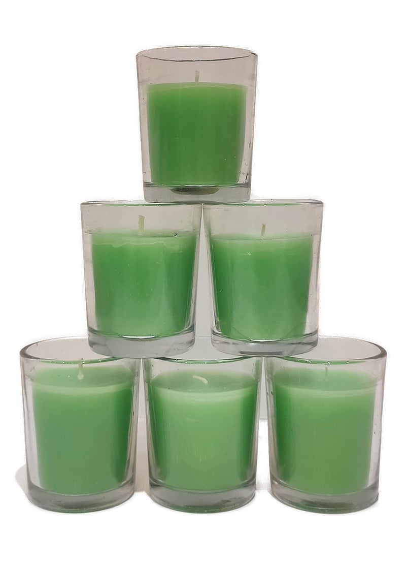 Floryn Decor® Votive Glass Candle | Perfume Candles for Home | Candles for Home Decoration Fragrance | Burning Time- 10 Hours Each (Pack of 6, Scent- Lemon Grass) - Image 3