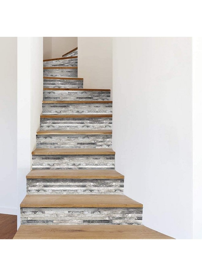 FUNLIFE 14 Strips Stair Risers Stickers, Peel And Stick Vinyl Staircase Sticker Decals Decor For Stair Steps, 39.37"X7.09", Ash Grey Wood Grain - Image 5