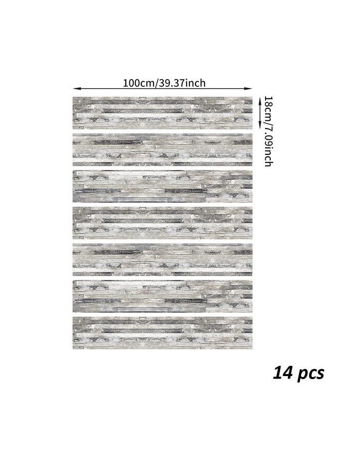 FUNLIFE 14 Strips Stair Risers Stickers, Peel And Stick Vinyl Staircase Sticker Decals Decor For Stair Steps, 39.37"X7.09", Ash Grey Wood Grain - Image 3