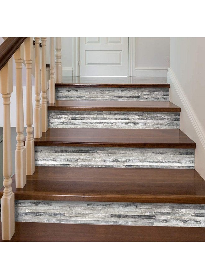 FUNLIFE 14 Strips Stair Risers Stickers, Peel And Stick Vinyl Staircase Sticker Decals Decor For Stair Steps, 39.37"X7.09", Ash Grey Wood Grain - Image 4