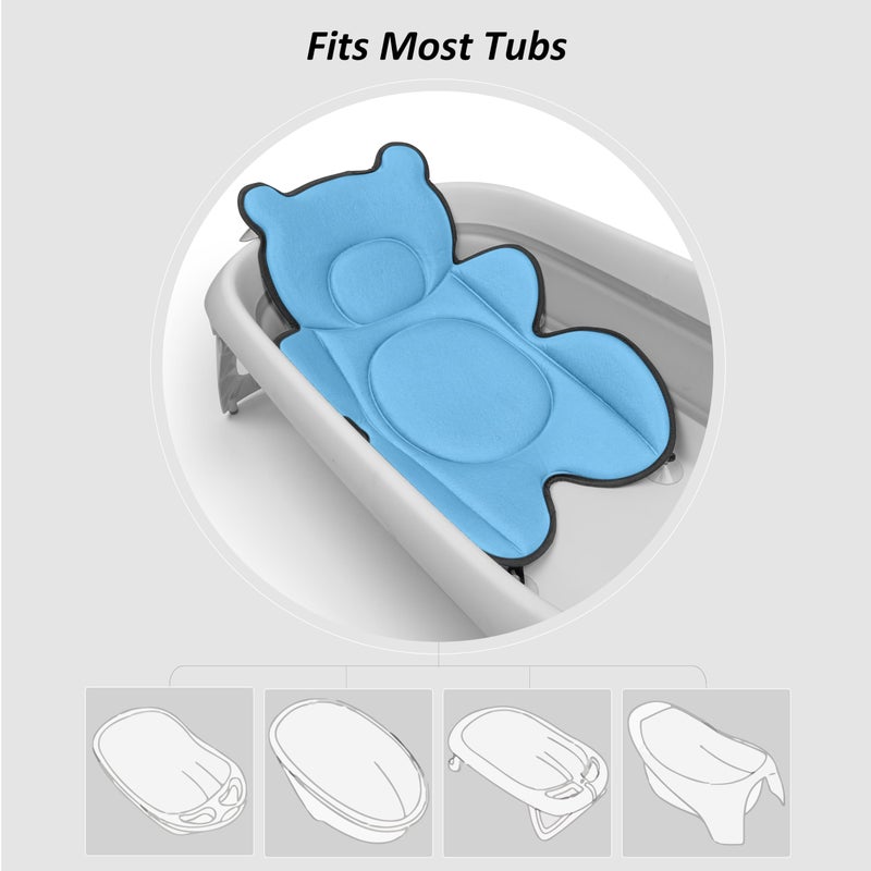 Ihaapsi Infant Baby Bath Cushion,Fits Inside Most Baby Bathtubs, Breathable Soft Baby Bath Support Seat,Baby Bath Pad Bath Pillow for Bathtub,Newborn Bath Mat with 4 Suction Cups (Blue) - Image 4