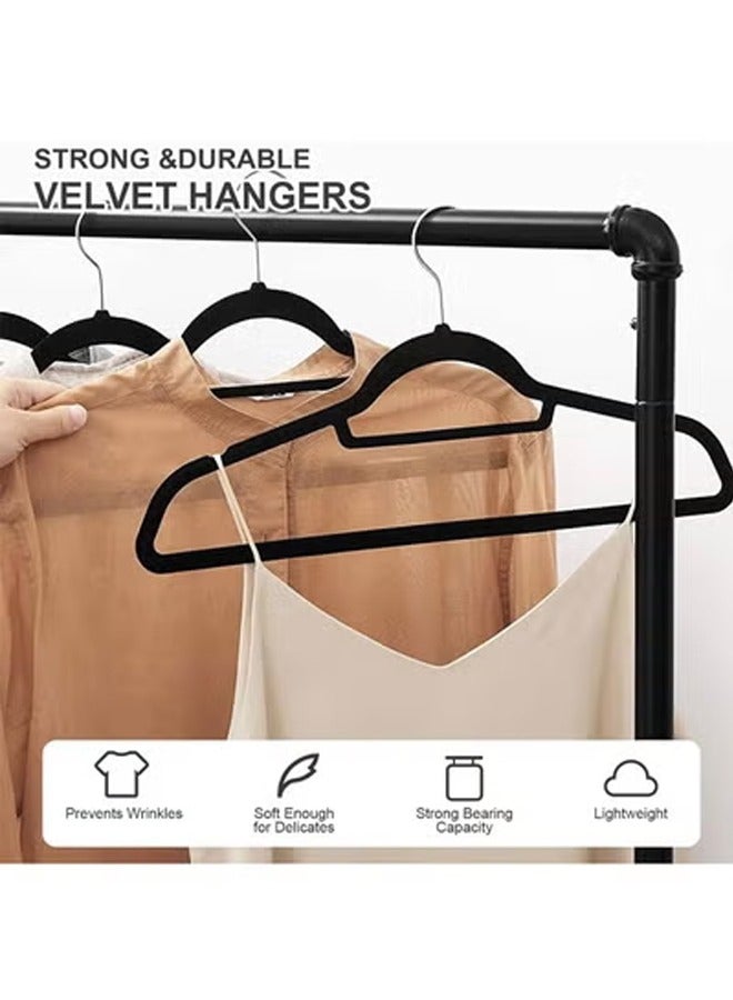 50 Pieces Velvet Hangers Non Slip and Heavy Duty Velvet Suit Hangers with 360° Swivel Hooks, Sturdy to Hold Jumper, Pullovers, Jackets & Hoodies Black - Image 3