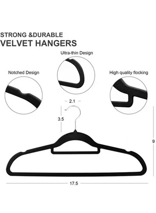 50 Pieces Velvet Hangers Non Slip and Heavy Duty Velvet Suit Hangers with 360° Swivel Hooks, Sturdy to Hold Jumper, Pullovers, Jackets & Hoodies Black - Image 4