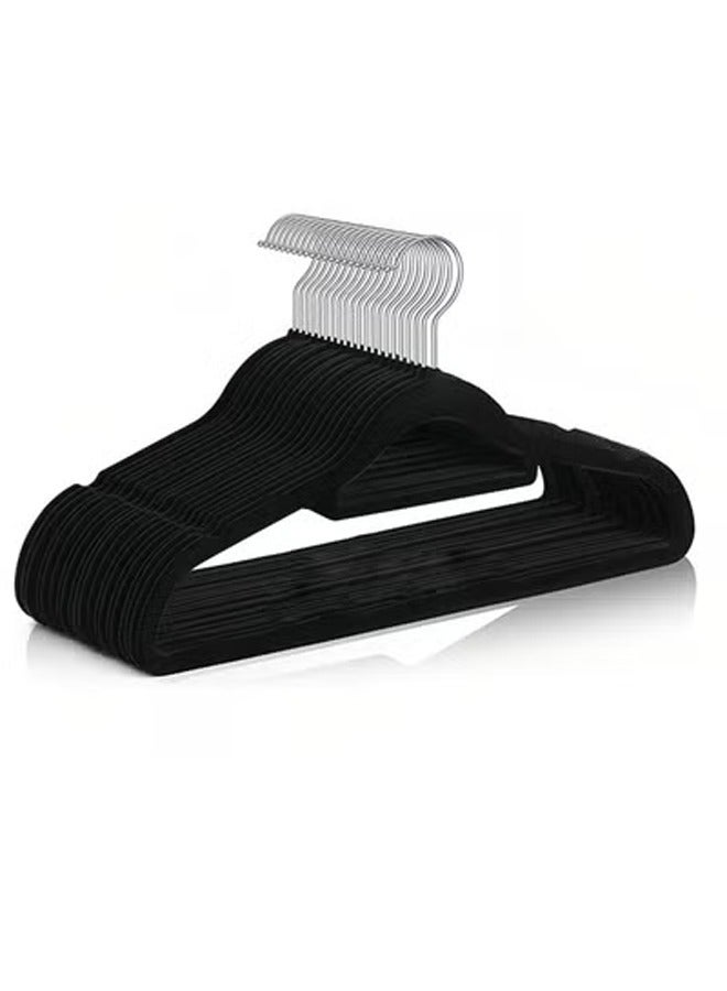 50 Pieces Velvet Hangers Non Slip and Heavy Duty Velvet Suit Hangers with 360° Swivel Hooks, Sturdy to Hold Jumper, Pullovers, Jackets & Hoodies Black - Image 2
